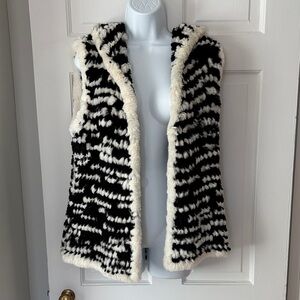 Black and White rabbit fur vest